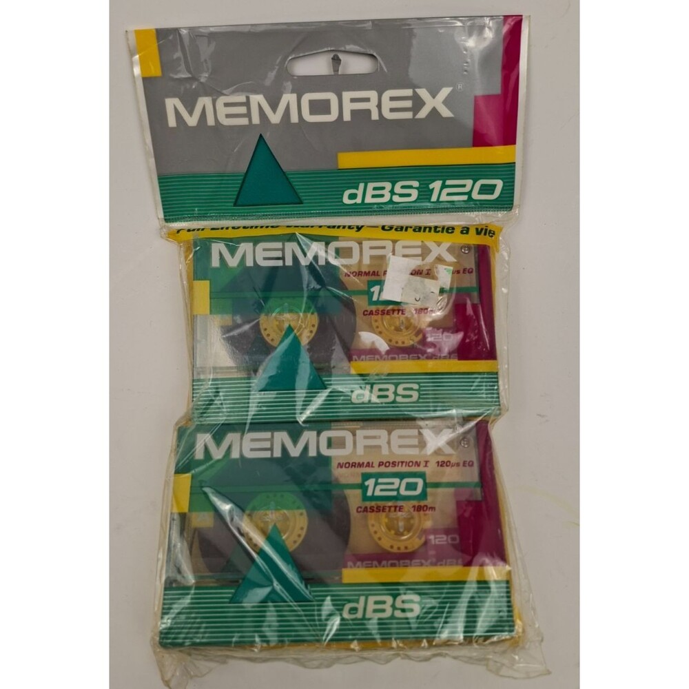 New Lot of 2 Memorex dBS 120 Blank Audio Cassette Lot New Sealed